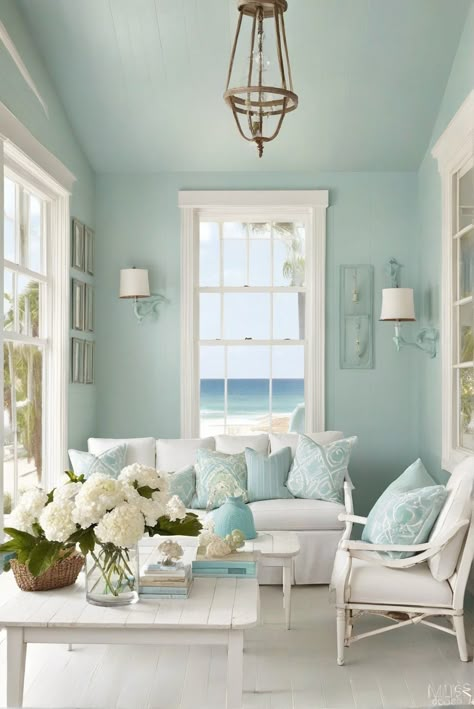 coastal home, beach house decor, 2024 paint colors, seaside inspiration Beach House Paint Colors, Deco Surf, House Paint Colors, Coastal Paint Colors, Colors For 2024, Decor Palette, Beach Room Decor, Coastal Decorating Living Room, Beach Themed Bedroom