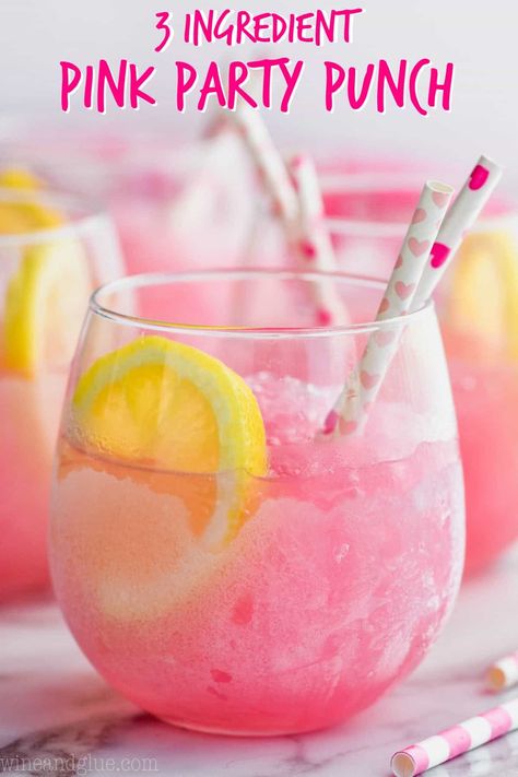 This Three Ingredient Pink Party Punch comes together in less than five minutes and is CRAZY delicious!! It is the ultimate summer party cocktail! Party Alcoholic Punch, Pink Party Punch, Party Punch Alcohol, Pink Party Punches, Pink Punch Recipes, Alcoholic Punch Recipes, Pink Snacks, Party Punch Recipes, Alcoholic Punch