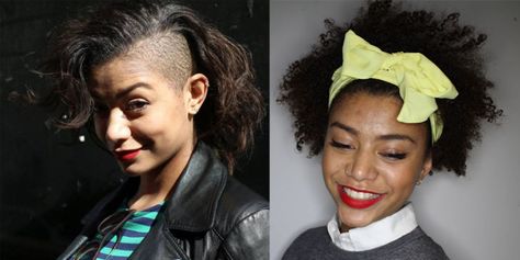 The curly girls' guide to growing out an undercut  - Cosmopolitan.co.uk Growing Out Undercut Hairstyles, Growing Out An Undercut, Growing Out Undercut, Hairstyle For Ladies, Under Cut, Curly Undercut, Tweezing Eyebrows, Threading Eyebrows, Hairstyles Curly Hair