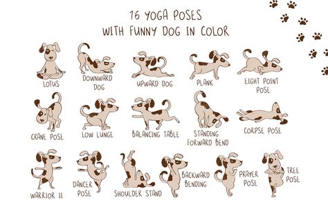 Yoga Dogs Yoga#Dogs #affiliate Yoga Poses Illustration, Dog Yoga Poses, Yoga Sketch, Dog Doing Yoga, Crane Pose, Upward Dog, Animal Yoga, Dog Tree, Yoga Illustration