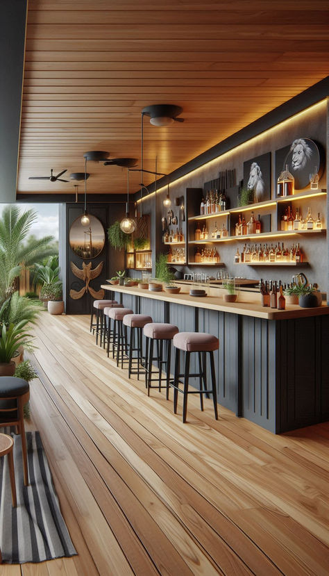 Home Bar, interior design, home decor , inspo Bar Counters Designs, Indoor Bar Ideas Houses Modern, Cozy Bar Aesthetic, Bar Ideas Restaurant, Bar Interior Design Home, Home Bar Interior Design, Simple Bar Design, Outdoor Home Bar, Cafe Design Inspiration