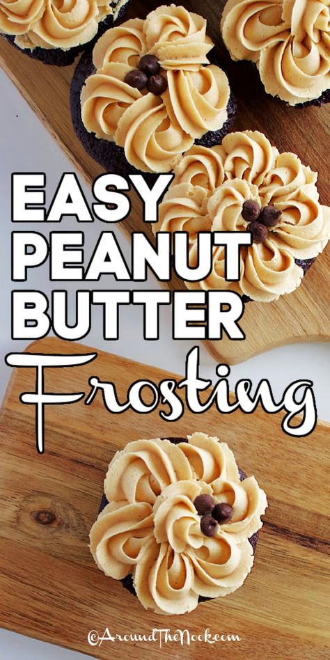 Peanut Butter Frosting Cupcakes, Peanut Butter Frosting For Brownies, Peanut Butter Cake With Peanut Butter Frosting, Easy Peanut Butter Icing, Peanut Butter Icing Easy, Filling Between Cake Layers, Frosted Peanut Butter Cookies, Peanut Butter Icing Recipe, Easy Peanut Butter Frosting