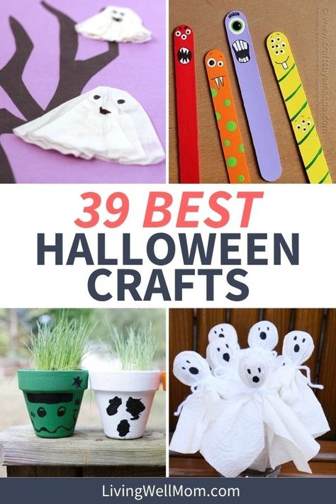 These easy halloween crafts for kids and adults are the perfect way to get in the spooky spirit! There’s something for everyone in this list. Halloween Crafts For Kids Easy, Cheap Halloween Crafts, Halloween Crafts For Adults, Spooky Crafts, Spooky Halloween Crafts, Halloween Arts, Crafts For Kids Easy, Tootsie Pop, Halloween Arts And Crafts