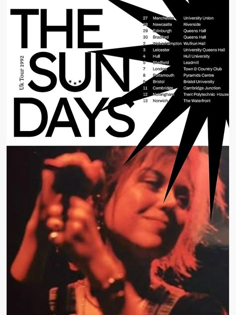 "The Sundays Tour" Poster for Sale by novaplant | Redbubble Printouts For Wall, Cool Band Posters, Moon Colony, Leicester University, Funky Posters, Posters For Dorm, Poster Sale, The Sundays, Bristol University