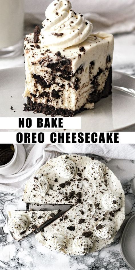 Simple But Delicious Desserts, No Bake Cheesecake Oreo Crust, Cheesecake Recipes For Birthday, Oreo Dessert Cheesecake, Quick Cheesecake Desserts, Small Oreo Cheesecake Recipe, Simple Oreo Cheesecake, Flavored No Bake Cheesecake, Oreo Deserts Ideas