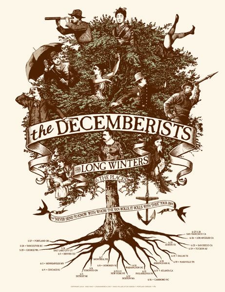 The Decemberists Poster, Cny 2023, Jazz Posters, Folk Band, Music Tree, Award Poster, The Decemberists, Artful Dodger, Graphic Posters