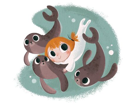 Selkie by Jessica Ciccolone Song Of The Sea, Cute Seals, Illustration Blume, Girl Posters, Children Book, Childrens Illustrations, Children's Book Illustration, Children Illustration, Animal Illustration