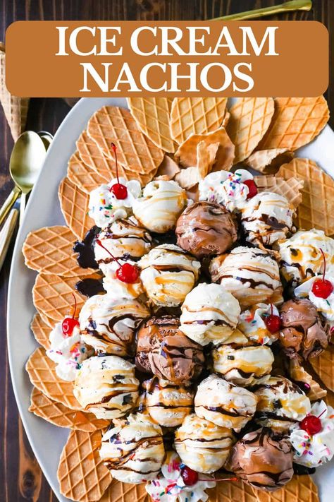 Ice Cream Nachos Ice Cream Nachos, Ice Cream Sundae Ideas, Ice Cream Desserts Easy, Cilantro Lime Chicken Marinade, Lime Marinade For Chicken, Fudge Caramel, Cowboy Cookie Recipe, Modern Honey, Levain Bakery