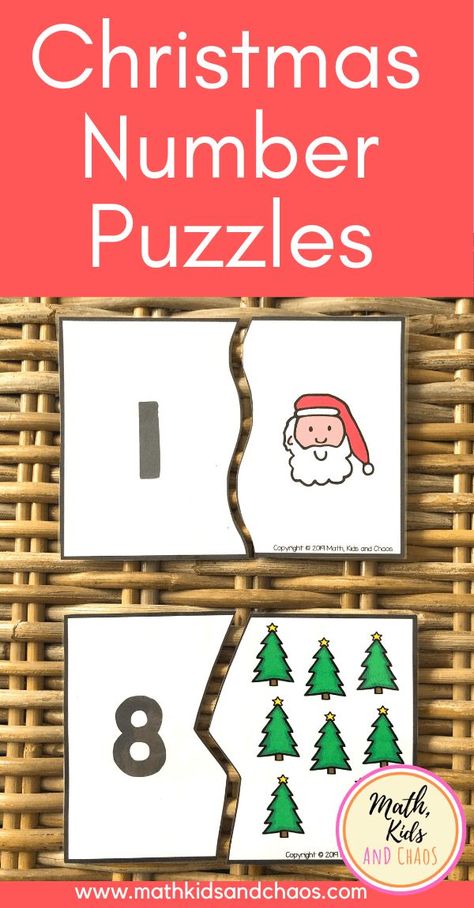 Christmas Math Activities, Preschool Christmas Activities, Christmas Units, Christmas Teaching, Winter Math, Writing Blog, Christmas Puzzle, Number Puzzles, Pre K Activities