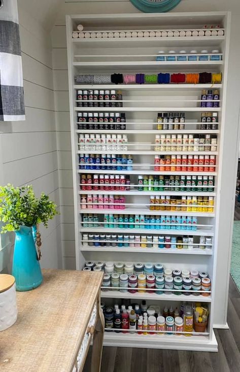 Paint Storage Ideas Acrylic, Diy Desk Storage Ideas, Ikea Art Studio Ideas, Paint Holder Diy Craft Rooms, Mica Powder Storage Ideas, Paint Brush Storage Ideas, Craft Room Paint Colors Inspiration, Diy Paint Organizer, Acrylic Paint Storage Ideas