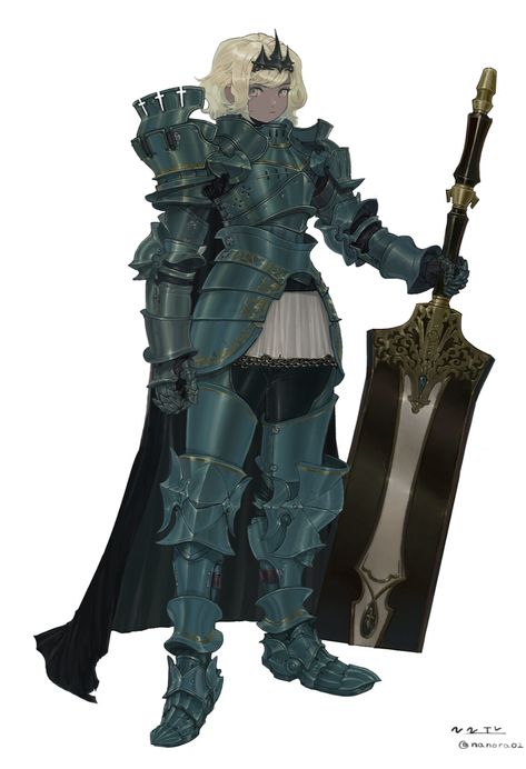 Nishio Nanora, Manga Knight, Anime Knight, Armor Design, Green Knight, Female Knight, 다크 판타지, Knight Art, Knight Armor