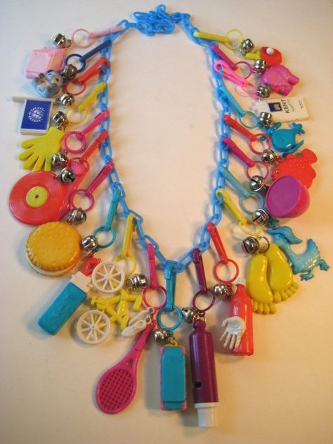 1980s Plastic Charm Bracelets & Necklaces.  I LOVED THEM...had a ton. Anyone else remember these lil beauties?! 1980s Childhood, 80s Girl, 1980s Toys, School Memories, 80s Toys, Vintage Memory, I Remember When, Childhood Toys, Golden Girls