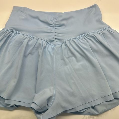 aerie | Shorts | Aerie Ruched Flowy Shorts Color Light Blue | Poshmark Aerie Shorts, Wrap Skort, Wrap Shorts, Pleated Tennis Skirt, Tennis Skort, Flowy Shorts, Color Light Blue, Lounge Shorts, Floral Shorts