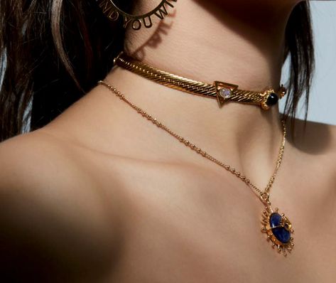 This ALLE Mysticus Choker by Mani Maalai offers a unique and modern style. Crafted from .925 silver with a 22k gold plate and featuring an intricately designed centerpiece, this piece will turn heads with its beautiful shimmer. An eye-catching choice that's sure to stand out. Gem: Citrine, lapislazuli, smoke quartz, carnelian, onyx. Metal: .925 silver with 22k gold plate Choker: 14 inches - Adjustable Butterfly Jewellery, Unique Butterfly, Modern Gold Jewelry, Edgy Jewelry, Jewelry Lookbook, Funky Jewelry, Fantasy Jewelry, Gems Jewelry, Jewelry Inspo