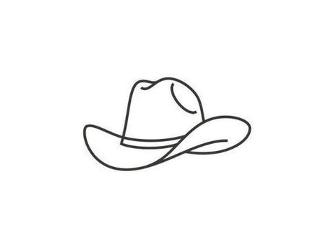 Country Line Art Tattoo, Best Friend Tattoos Cowboy Hat, Single Line Cowboy Boot Tattoo, Cowboys Hat Tattoo, Minimal Cowboy Hat Tattoo, Easy Country Tattoos, Cowboy Hat Outline Tattoo, Cowboy Line Tattoo, Cowboy Hat Line Tattoo