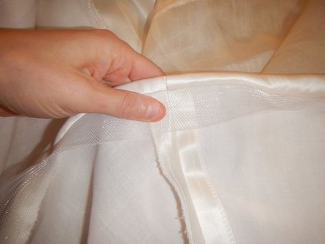 TUTORIAL: Hemming with Horsehair Braid - Robes de Coeur How To Use Horsehair Braid, How To Sew Horsehair Hem, How To Shorten A Dress, Horsehair Braid Hem, Horse Hair Braiding, Horsehair Hem, Horsehair Braid, Sewing Hems, Wedding Braids