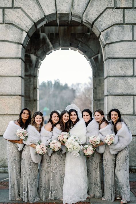 Order Number: 3641 Photographer: https://www.alexpaulphotography.com/ Winter Color Schemes Wedding, Gray Wedding Theme, Winter Wedding Bridesmaid Dresses, Bridesmaid Dresses Winter, Bridesmaid Winter, Winter Wedding Aesthetic, Winter Wedding Fur, Winter Wedding Bridesmaids, Snowy Wedding