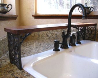 Ornate Over-the-Sink Shelf wrought-iron-look, cutout for faucet - works in tight spaces Custom Size! Over The Sink Shelf Kitchen, Shelf Above Kitchen Sink, Shelf Over Sink, Over Sink Shelf, Sink Shelf Kitchen, Over The Sink Shelf, Kitchen Sink Shelf, Kitchen Faucet Repair, Above Kitchen Sink