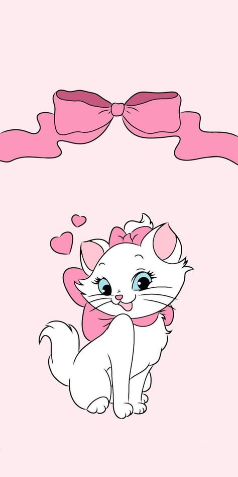 Disney Cats Wallpaper, Marie Cat Aesthetic Wallpaper, Cartoon Pink Wallpaper, Marie Cat Wallpapers, Pink Kitty Wallpaper, Marie Aesthetic, Marie Wallpaper, Marie The Cat, Marie Disney