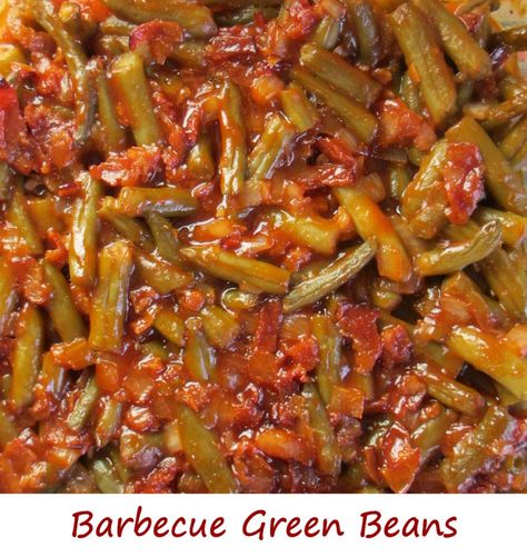 Why have boring canned green beans when with the addition of a just a few ingredients you can have outstandingly good green beans. These barbecue beans have a great barbecue flavor. A hint of bacon (with a bit of crunch). And a bit of sweet. You will absolutely devour these. Cowboy Green Beans, Barbecue Green Beans, Bbq Green Beans With Bacon, Bbq Green Beans, Barbecue Beans, Canned Green Beans, Green Bean Casserole Campbells, Traditional Green Bean Casserole, Green Bean Casserole Easy