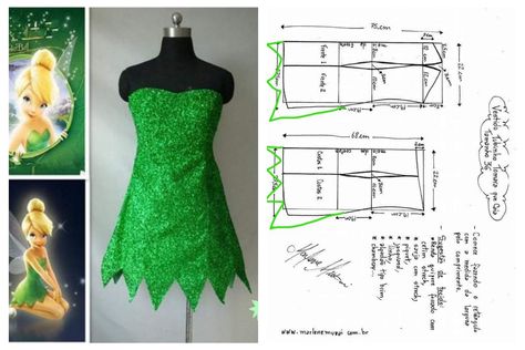 Tinkerbell Dress Pattern, Homestuck Cosplay Tutorial, Tinkerbell Outfit, Tinkerbell Dress, Crochet Barbie Patterns, Tinker Bell Costume, Princess Halloween Costume, Diy Clothes Refashion, Costume Sewing Patterns