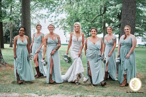 Bridesmaid Boots Long Dress, Country Wedding Bridesmaids Dresses With Boots, Wedding With Cowboy Boots, Cowboy Boot Bridesmaids, Western Bridesmaid Dresses With Boots, Bridesmaids With Cowboy Boots, Country Bridesmaid Dresses With Boots, Bridesmaid Dress With Boots, Bridesmaid Cowboy Boots