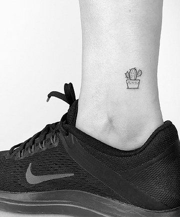 Small Tattoos Arm, Zwilling Tattoo, Succulent Tattoo, Cute Ankle Tattoos, Cactus Tattoo, Palm Tattoos, Tiny Cactus, Shape Tattoo, Cool Tattoo