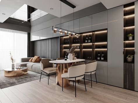 Taiwan interior 05 on Behance Living Tv, Condo Interior, Shelving Design, Modern Restaurant, Cheap Decor, Apartment Interior, Cabinet Design, Modern Interior Design, Luxury Interior