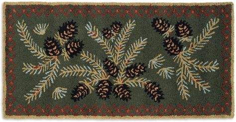 AmazonSmile: Chandler 4 Corners Beautiful Hand Hooked Wool Rug, Diamond Pinecone Design 2'X4' Rug - 100% Natural Wool: Furniture & Decor Living Dining Rooms, Hand Hooked Wool Rug, Rug For Hallway, Rustic Area Rugs, Country Rugs, Hearth Rug, Hand Hooked Rugs, Hooked Wool, Green Backdrops