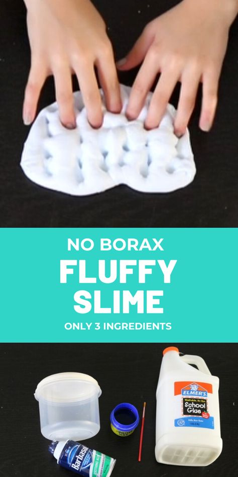 Slime Without Contact Solution, Simple Slime Recipe, Easy To Make Slime, Easy Fluffy Slime Recipe, Make Slime For Kids, Slime Recipe Kids, Ways To Make Slime, Slime Without Borax, Cool Slime Recipes