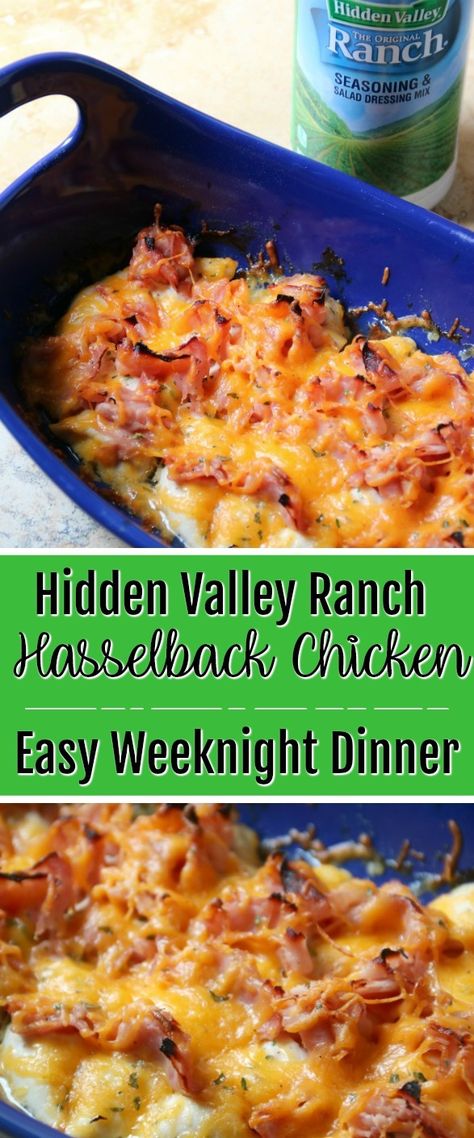 Hidden Valley Ranch Hasselback Chicken - An Easy Weeknight Dinner Ranch Baked Chicken, Hidden Valley Ranch Recipes, Hidden Valley Recipes, Ranch Recipes, Hasselback Chicken, Weeknight Dinner Recipes, Baked Chicken Recipe, Ranch Chicken Recipes, Chicken Dishes Easy