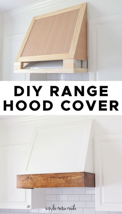 Hood Range Cover, Diy Range Hood Cover, Diy Range Hood, Range Cover, Kitchen Renovation Diy Ideas, Diy Kitchen Makeover Ideas, Hood Range, Diy Kitchen Makeover, Range Hood Cover