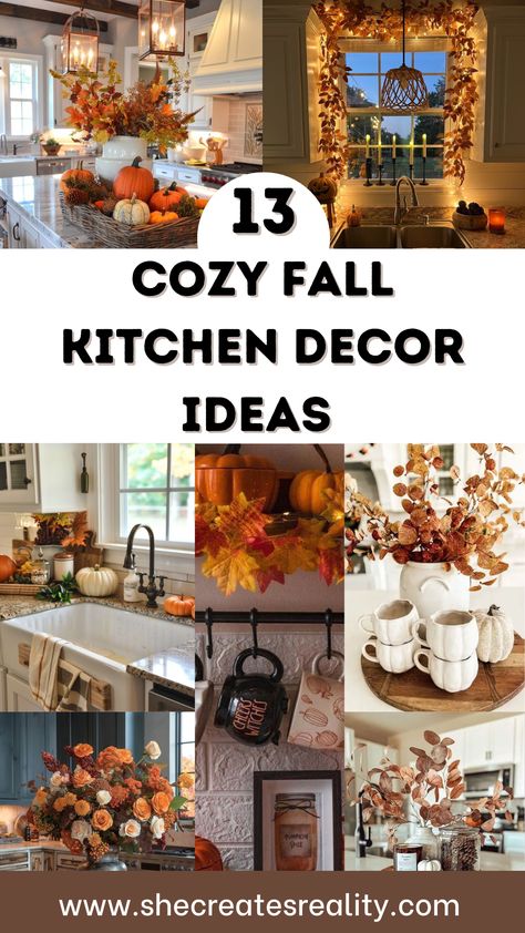 Fall Kitchen Decor Autumn Kitchen Ideas Cozy Kitchen Decor Seasonal Kitchen Decor Rustic Kitchen Decor Fall Decor Ideas Kitchen Decorating Tips Autumn Home Decor Fall Themed Kitchen Decor, Fall Decorating Above Kitchen Cabinets, Fall Interior Decorating Ideas, Fall Decor For Small Kitchen, Fall Decorations Above Kitchen Cabinets, Cabin Kitchen Decorating Ideas, Vintage Fall Kitchen Decor, Fall Decor Kitchen Window, Fall Centerpieces For Kitchen Island