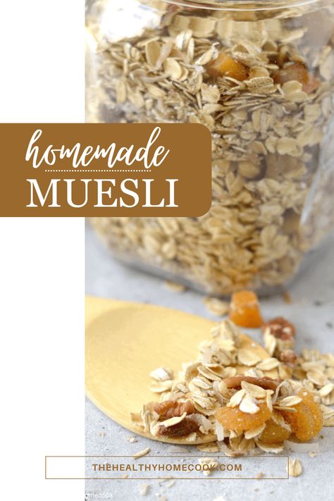 Overnight Muesli, Homemade Muesli, Brunch Dishes, Dried Apricots, Pantry Staples, Delicious Breakfast, Hearty Breakfast, Breakfast Brunch Recipes, Easy Meal Prep