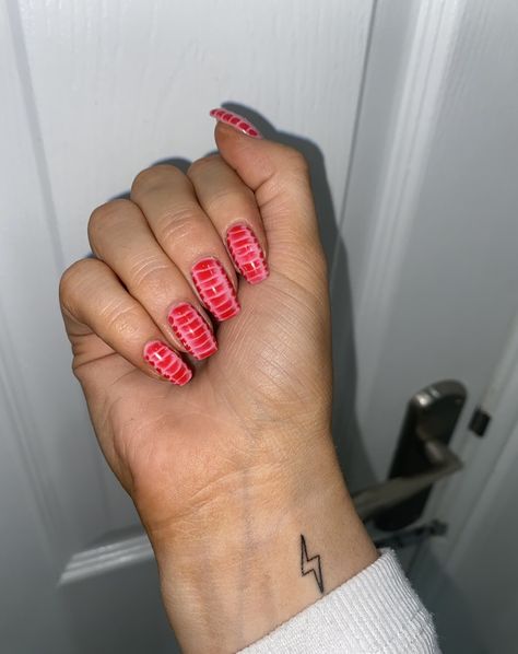 Red Snake Print Nails, Red Snakeskin Nails, Red Snake Nails, Snake Nails, Red Snake, Snake Patterns, Nail Patterns, Nail Inspiration, Nail Shapes