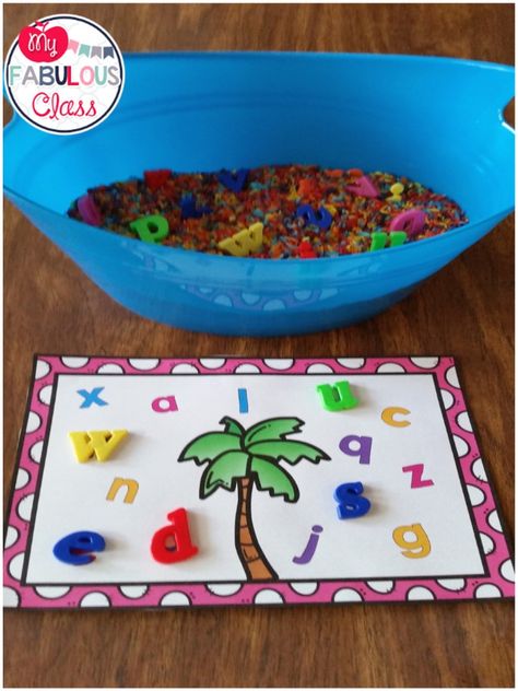 FREE Chicka Chicka Boom Boom letter mats and sensory tubs. Morning Work Buckets, Chicka Chicka Boom Boom Activities, School Diy Ideas, Prek Literacy, Letter Practice, Sensory Tubs, Chicka Chicka Boom Boom, Chicka Chicka, Tree Study