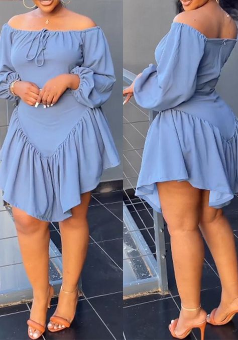 Off The Shoulder Dresses, Classy Short Dresses, Marine Uniform, Balloon Sleeve Dress, Short Gowns, Lantern Sleeve Dress, Classy Casual Outfits, Latest African Fashion Dresses, Hip Dress