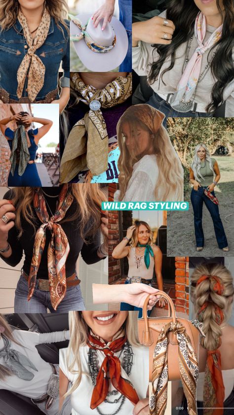 Wild rag styling inspiration for outfits and hair Rag Outfits, Wild Rag Outfits, Wild Rags Outfits, Wild Rag, Styling Inspiration, Western Outfits, Western Fashion, Style Inspiration, My Style