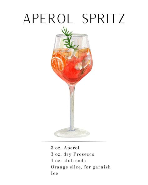 Winter Aperol Spritz, Aperol Spritz Bar, Spritz Bar, Bartender Drinks Recipes, Aperol Spritz Recipe, Recipe Printable, Spritz Recipe, Yummy Alcoholic Drinks, Bar Cart Art