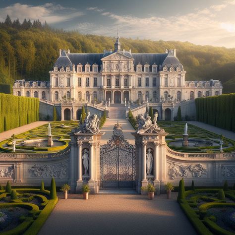 Castle Like Mansions, Old Money Houses Italy, Big Mansions Luxury Castles, White Chateau, France Scenery, Big Palace, Fantasy Mansion, Mansion Castle, Palace Exterior