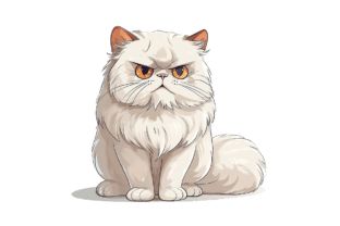 Persian Cat Illustration, Persian Cat Drawing, Persian Cat Art, Cat Persian, Caricature Drawings, Magic Creatures, Exotic Shorthair Cat, Cat Stretching, Sticker Cartoon