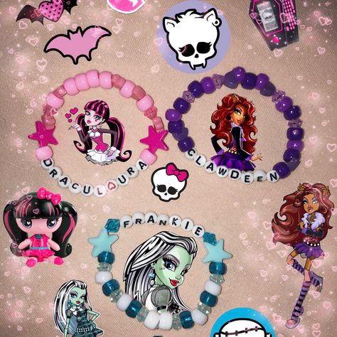 Monster High Friendship Bracelets, Monster High Bracelets, Monster High Bracelet, Monster Bracelet, Cincin Diy, Pulseras Kandi, Diy Kandi Bracelets, Pony Bead Bracelets, Ideas Cumpleaños