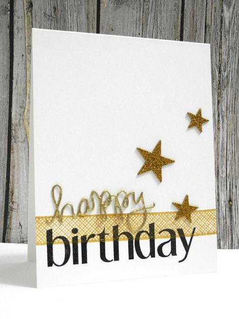 Golden Birthday Golden Birthday Cards, Simple Card Designs, Birthday 30, Cards For Men, Anniversaire Diy, Easy Cards, Cas Cards, Scrap Ideas, Girl Birthday Cards