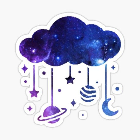 Cloud Stickers Aesthetic, Space Stickers Printable, Galaxy Stickers Printable, Cloud Doodle, Galaxy Stickers, Space Stickers, Doodle Sticker, Printable Sticker Sheets, Aesthetic Galaxy