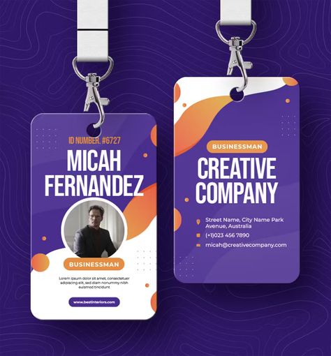 Business Creative ID Card Template AI, EPS, PSD Identity Card Design Creative, Name Card Design Ideas, Id Card Design Creative, Id Layout, Creative Id Card Design, Id Template, Identity Card Design, Id Card Design, Name Tag Design