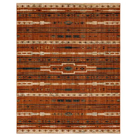 Union Rustic Jaxxton Machine Tufted Performance Orange/Beige Rug | Wayfair Hallway Entryway, Southwestern Area Rugs, Area Rug Design, Kitchen Hallway, Bold Color Palette, Office Kitchen, Bold Color, Beige Rug, Indoor Area Rugs