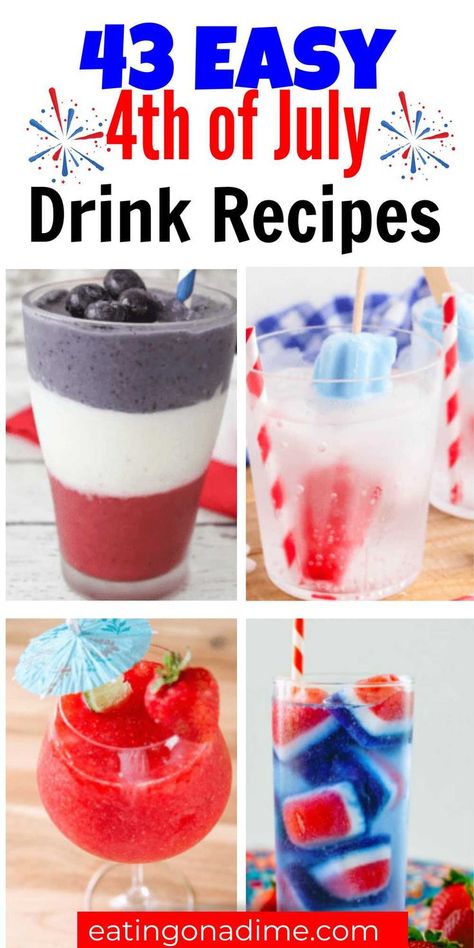 Patriotic Drinks, Fourth Of July Drinks, Pastas Recipes, Blue Drinks, Chips Ahoy, 4th Of July Desserts, Fourth Of July Food, Easy Drinks, 4th Of July Celebration