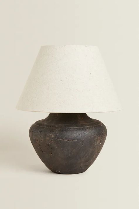 Lighting-LIVING | DECO-HOME-WOMAN | ZARA United Kingdom Zara Home Lamps, Colonial Lighting, Luxury Apartments Interior, Distressed Table, Stone Lamp, Round Lamp, Black Cement, Amber Interiors, Black Table Lamps