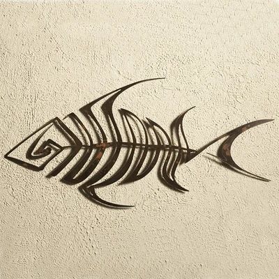 Metallic Paint Walls, Bone Fish, Metal Bird Wall Art, Metal Fish Wall Art, Fish Skeleton, Outdoor Metal Wall Art, Fish Artwork, Metal Fish, Metal Tree Wall Art