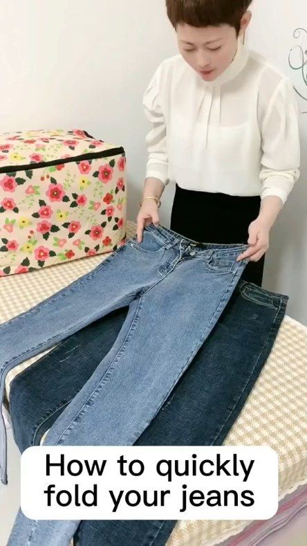 The Folding Hacks | Please drop a ❤️ if this is helpful! How to quickly fold t-shirt 📚 #foldingclothes #organize #storagehacks #folding #foldinghacks | Instagram Jeans Folding, Folding Organization, Fold Sweaters, How To Fold Sweaters, 2023 Pants, Laundry Diy, Folding Tips, How To Fold Pants, Konmari Folding